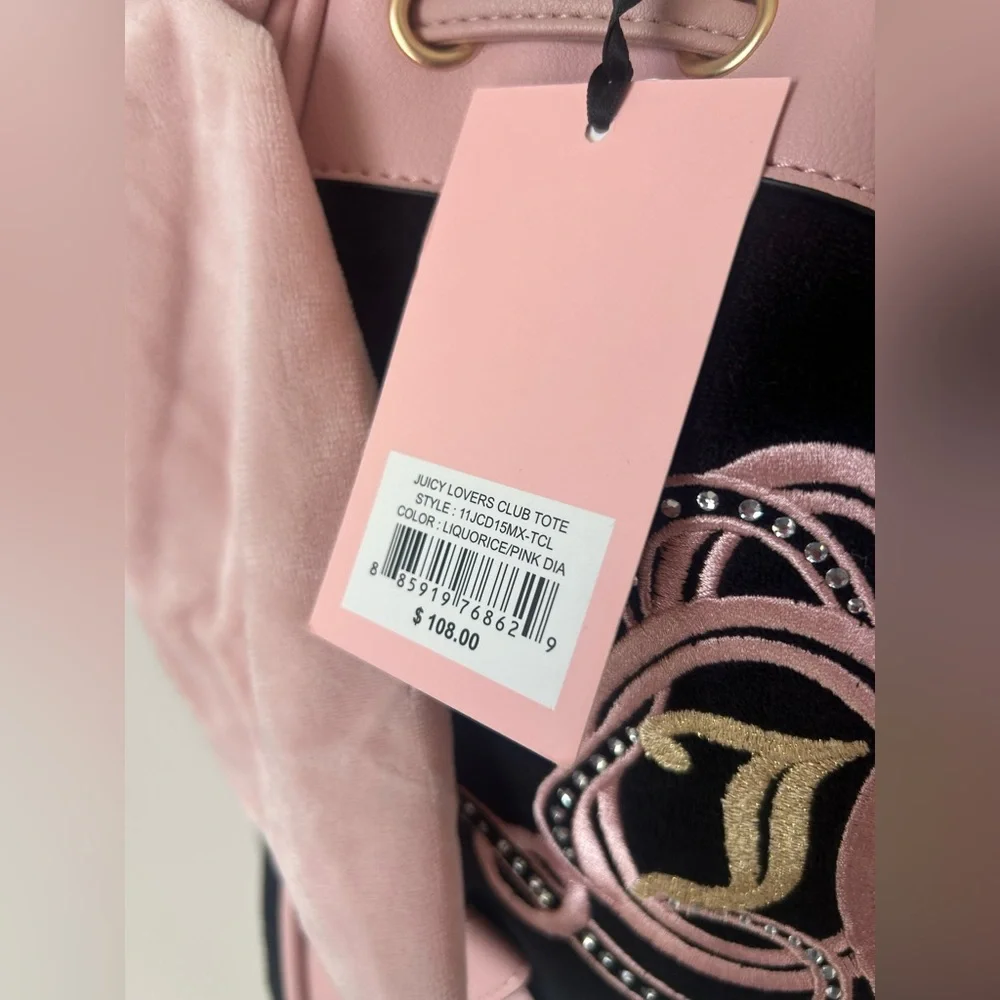 Juicy Couture black pink carriage Daydreamer Tote Bag